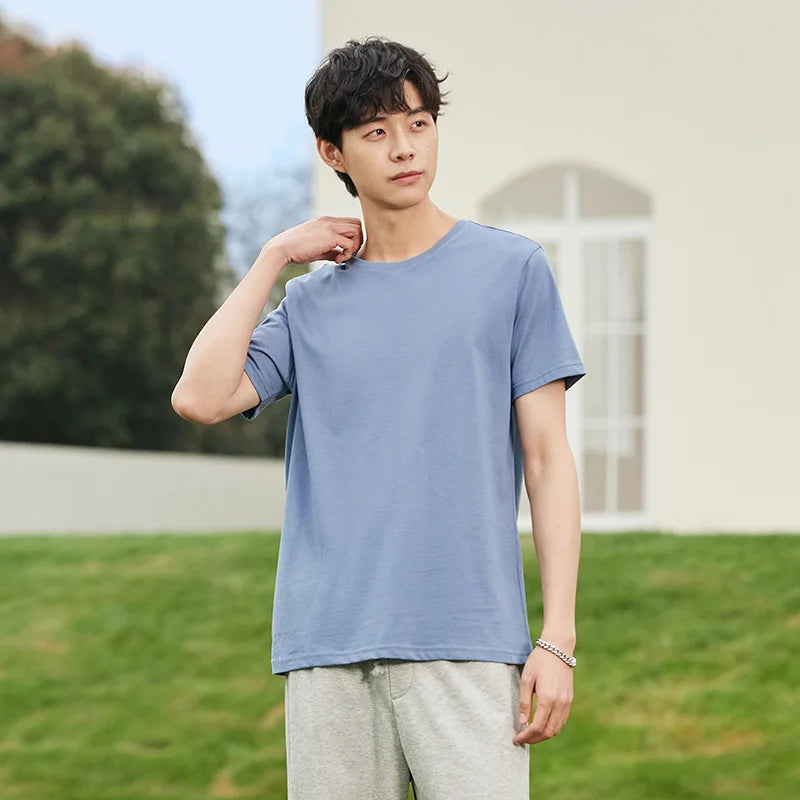 Semir Summer Cotton T Shirts Men 2024 Simple O Neck Stretch Solid New Tops Clothing Casual Tshirt Man Streetwear Cool Tee Shirts - Live Store 4U