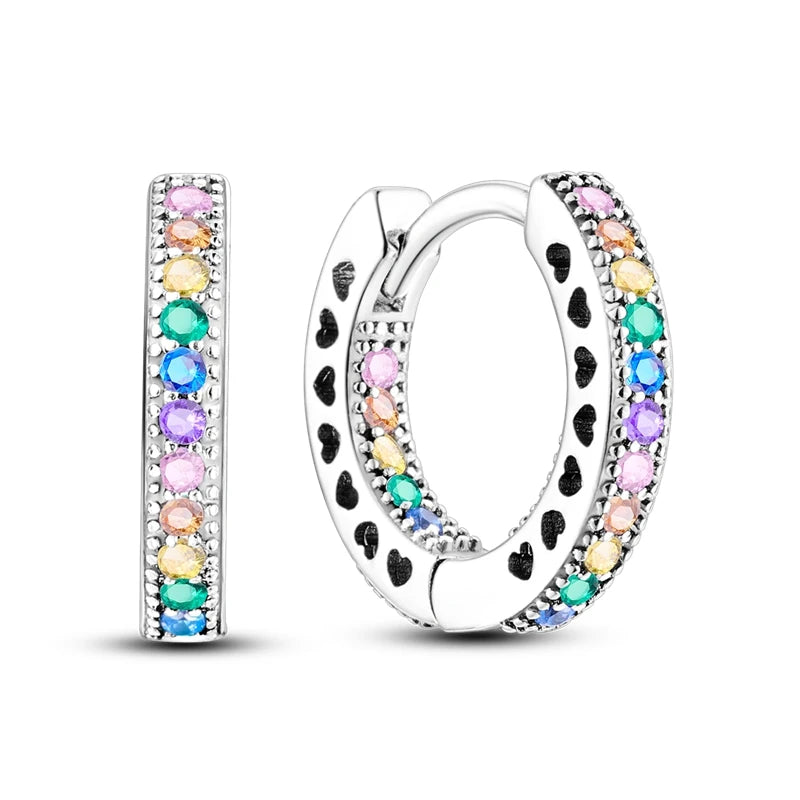 925 Sterling Silver Star Moon Hoop Earrings Sparkling Cubic Zircon Clover Earrings For Women Pretty Wedding Party Jewelry Gifts