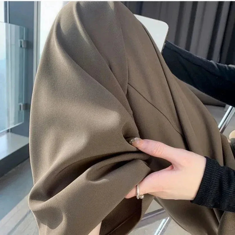 Elegant Wide Leg Pants Women Korean Style High Waist Black Baggy Pants Office Ladies Fashion Loose Suit Trousers Streetwear - Live Store 4U