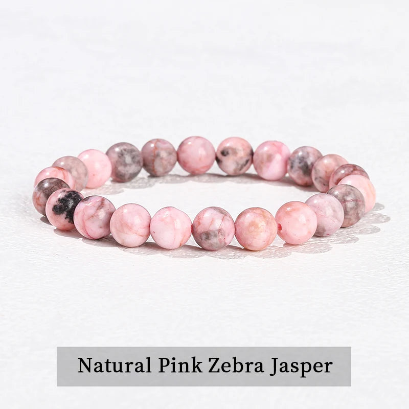 JD 6 8 10mm Natural Stone Beaded Bracelet Obsidian Fluorite Quartz Jasper Healing Beads Bangles Women Men Stretch Yoga Jewelry - Live Store 4U