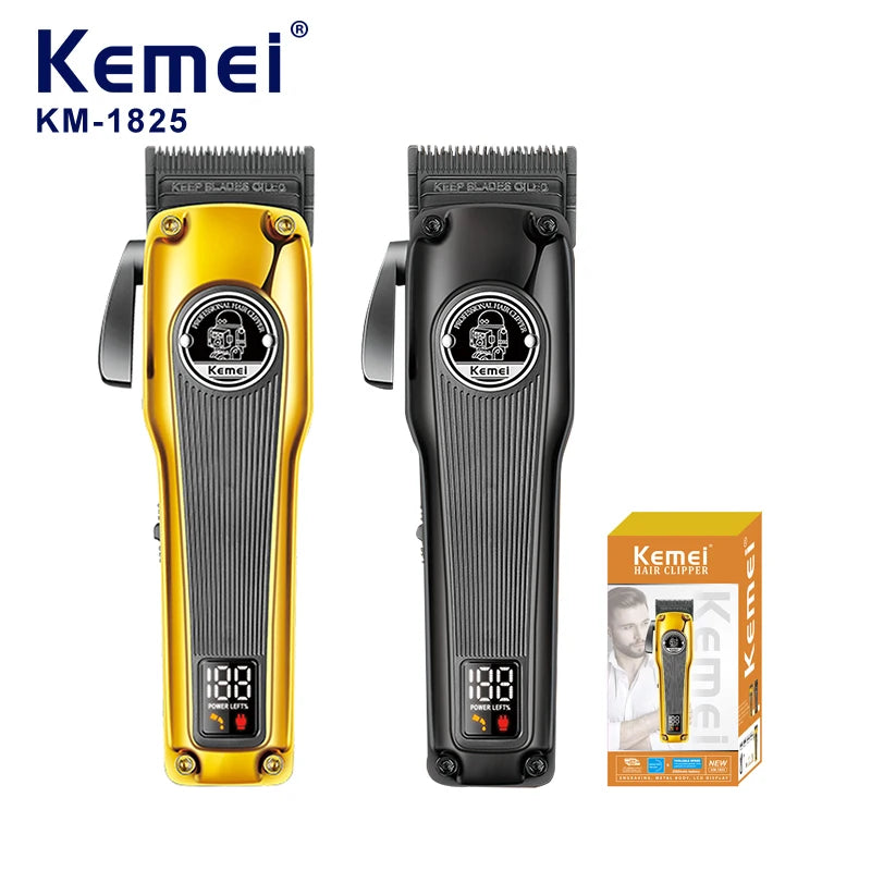 Kemei 1825 Electric Hair Clippers Man Professional Type-C Rechargeable Hair Cutting Machine Five-speed Adjustment Hair Trimmers