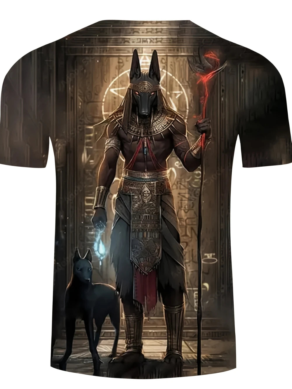 Egyptian Mythology Pattern Men's T-Shirt Hunting Tmall and Anubis Design Cyberpunk Style Short Sleeve Men's Light Casual Edition