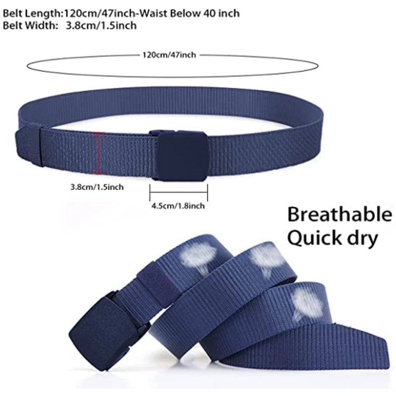 8 Colors Men Female Belts Military Nylon Adjustable Belt Outdoor Travel Tactical Waist Belt with Plastic Buckle for Pants 120cm - Live Store 4U