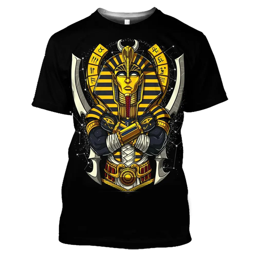 Pharaoh of Egypt graphic t shirts Summer Fashion Men Casual Oversized t shirt Hip Hip Trend Personality Retro Short Sleeve Tees