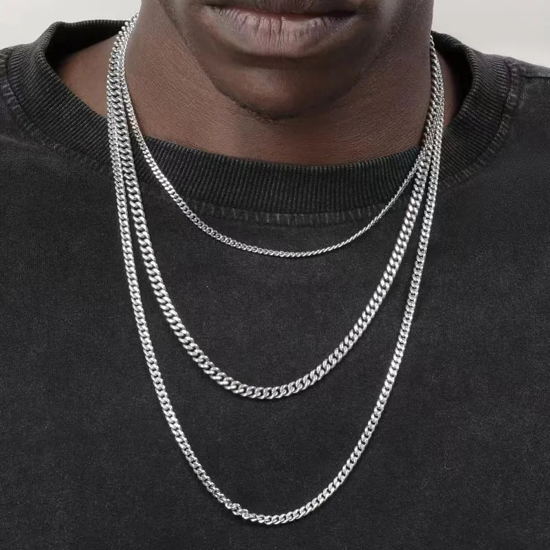 Hip Hop Cuban Chain Necklace Rock Stainless Steel Basic Chain Men Necklace Simple Necklace For Women Fashion Party Jewelry - Live Store 4U