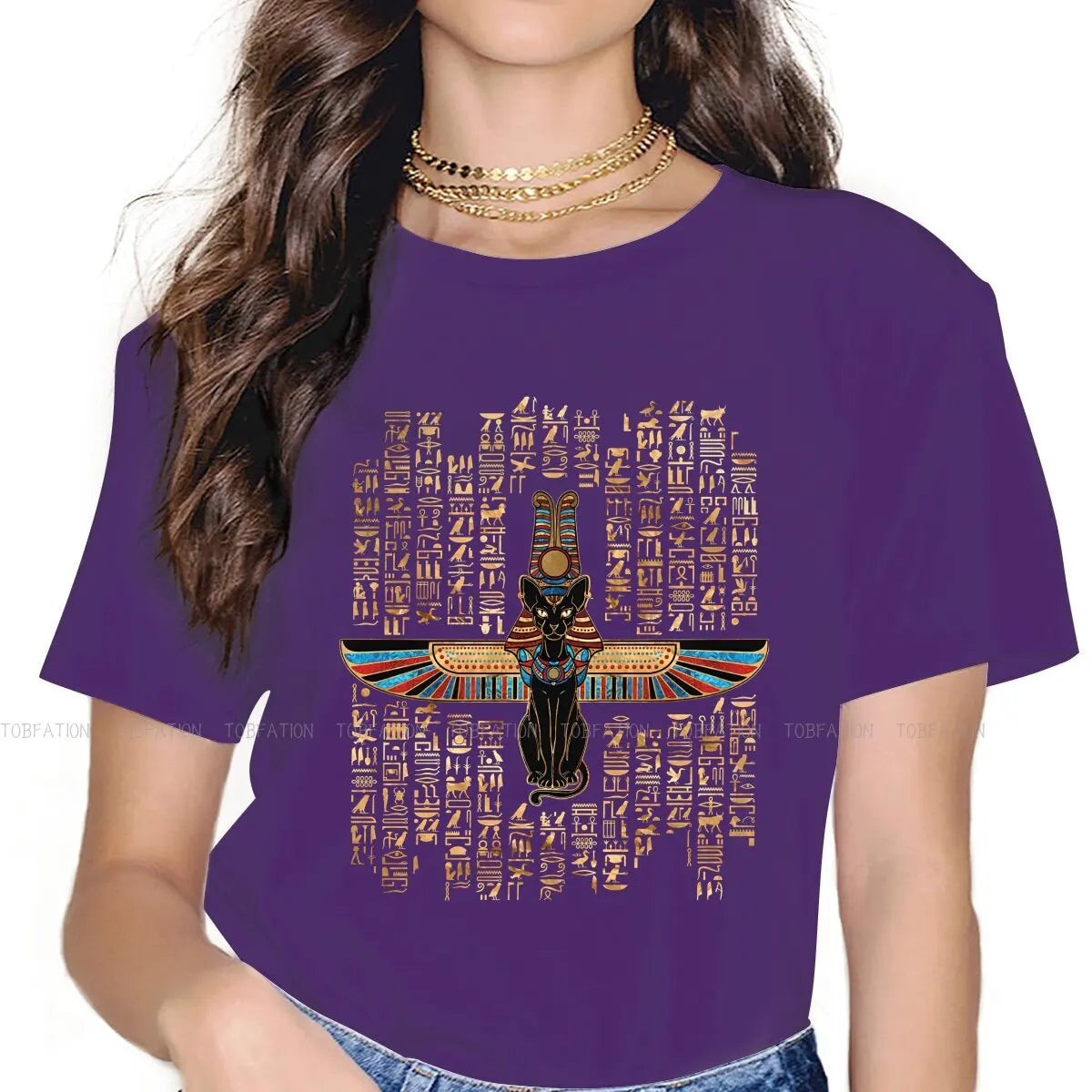 Classic Women Shirts Ancient Egypt Egyptian Korean StyleT-shirt Kawaii 100% Cotton Female Blusas