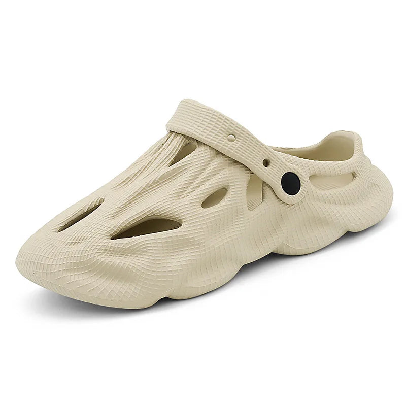 Shevalues Summer New Hollow Sandals For Men Outdoor Fashion Hole Clogs Slippers Men Non-slip Garden Shoes Soft Sole Beach Slides