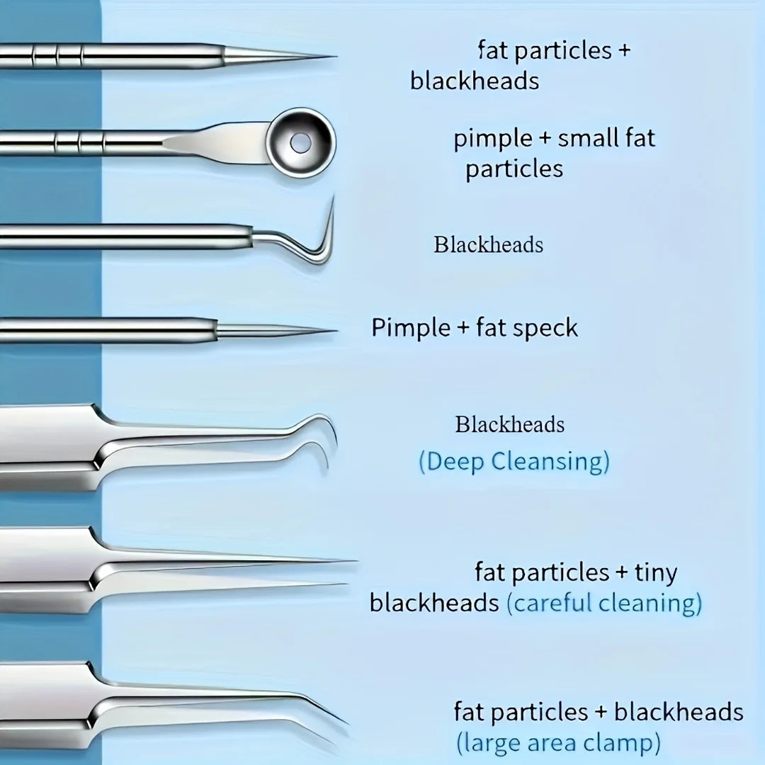 8/11pcs Stainless Steel Blackhead Remover Kit, Face And Nose Precision Tools for Whitehead And Removal, with Portable Box