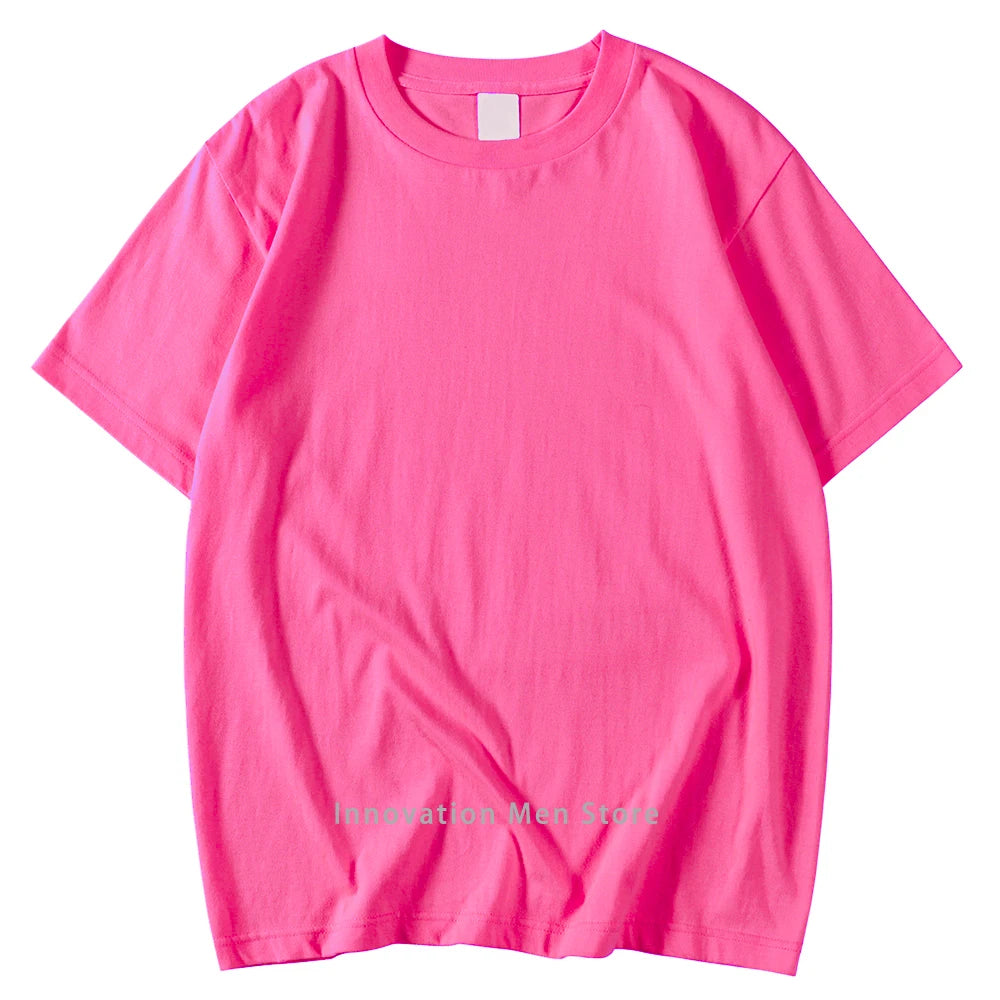 New Candy Color 100% Cotton T-Shirts Men Women 14 Colors Oversized Short Sleeves High Quality Brand Tee Clothing Soft T Shirts - Live Store 4U