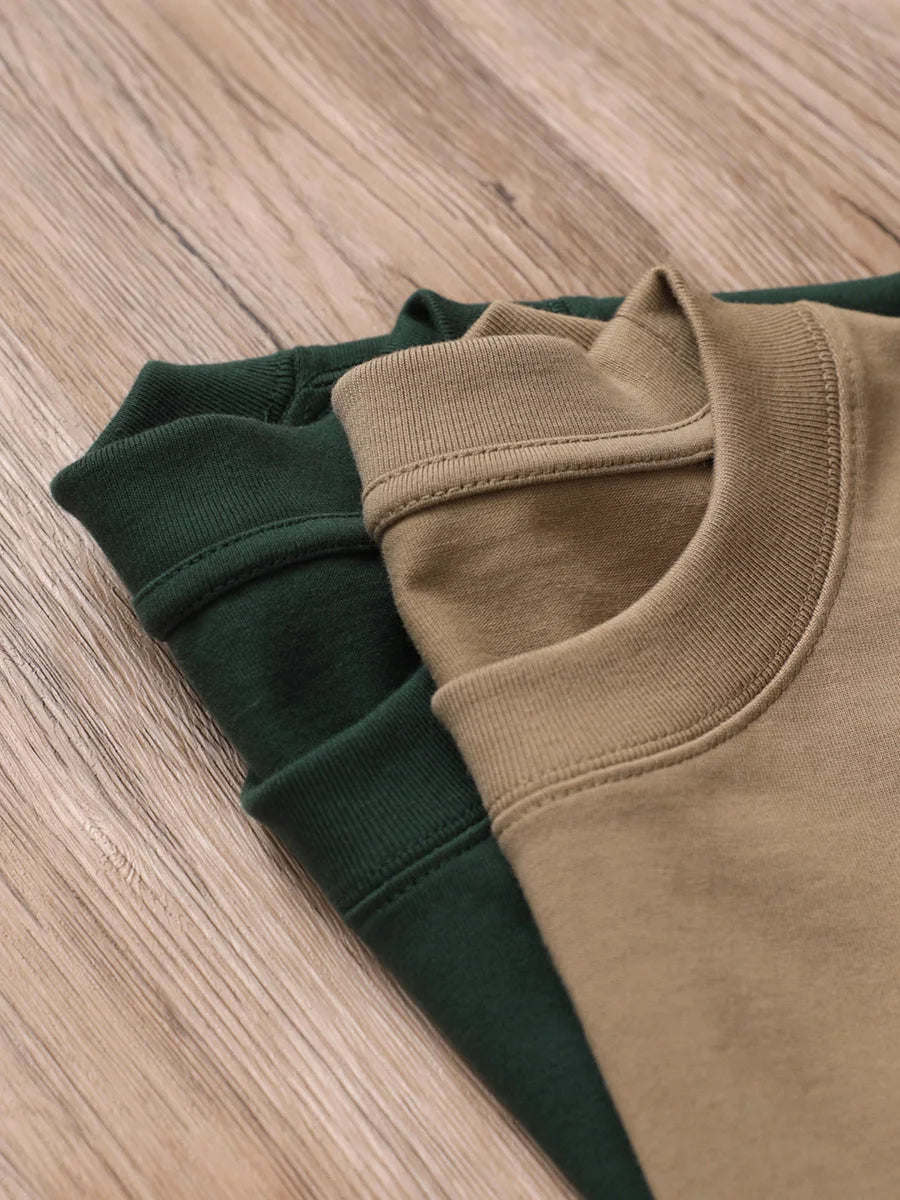 11.29oz 320Grams Heavy Cotton Weight Oversized Loose Men T-shirt Solid Color Drop Shoulder Short Sleeve High Quality - Live Store 4U