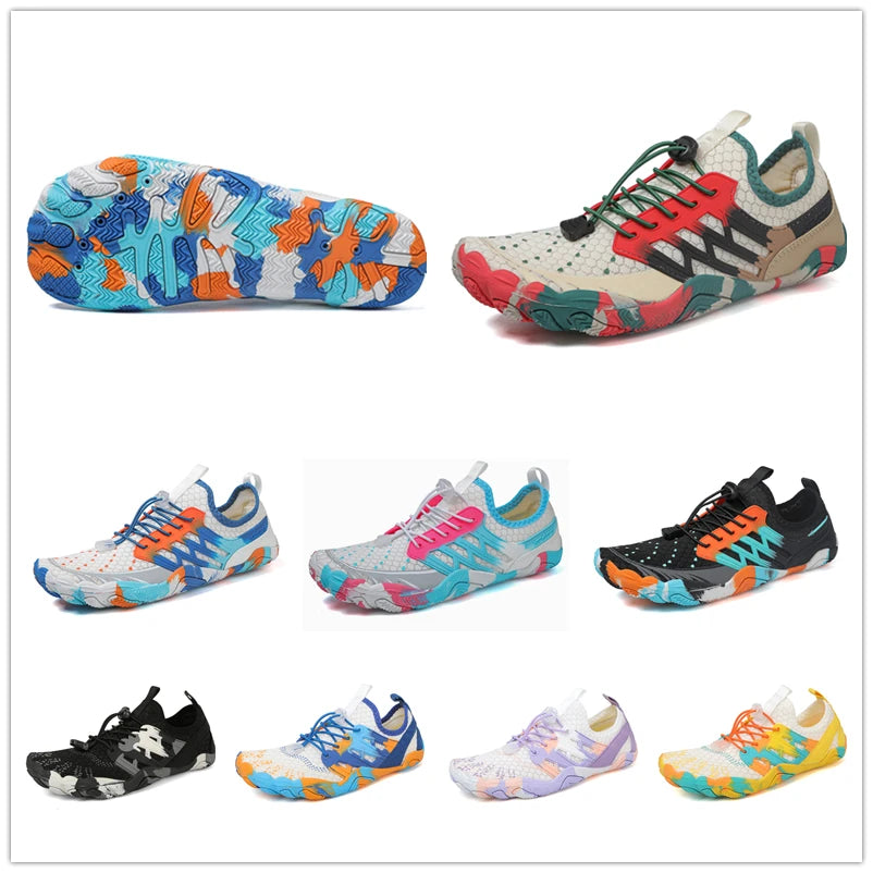 Summer Upstream Wading Shoes Five Fingers Beach Barefoot Colorful Sandals Men Women Pool Swimming Portable Aqua Sneakers Unisex