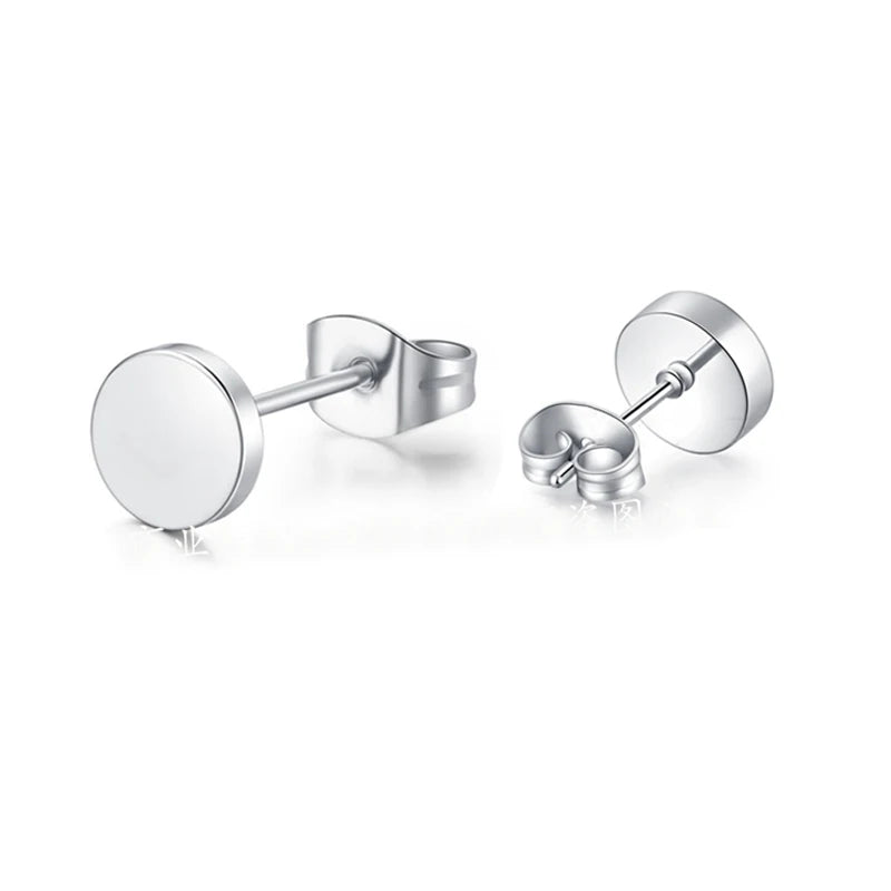 New Titanium Steel Stud Earrings for Men Women Stainless Steel Round Black Punk Ear Studs Best Gift Jewelry Accessories - Live Store 4U