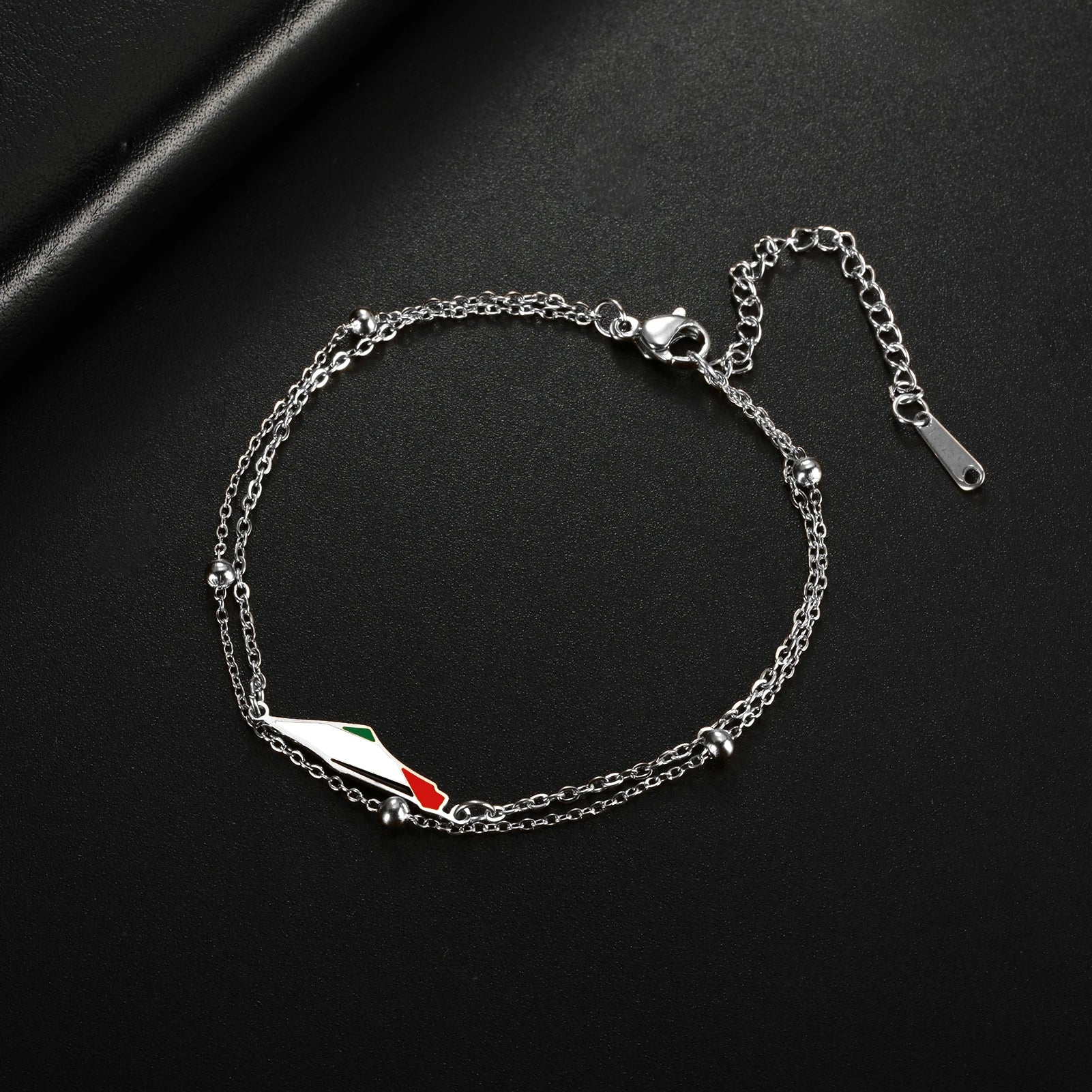 COOLTIME Palestine Map Charm Women Bracelets Stainless Steel Adjustable Double Layer Men Geography Bracelet jewelry Wholesale