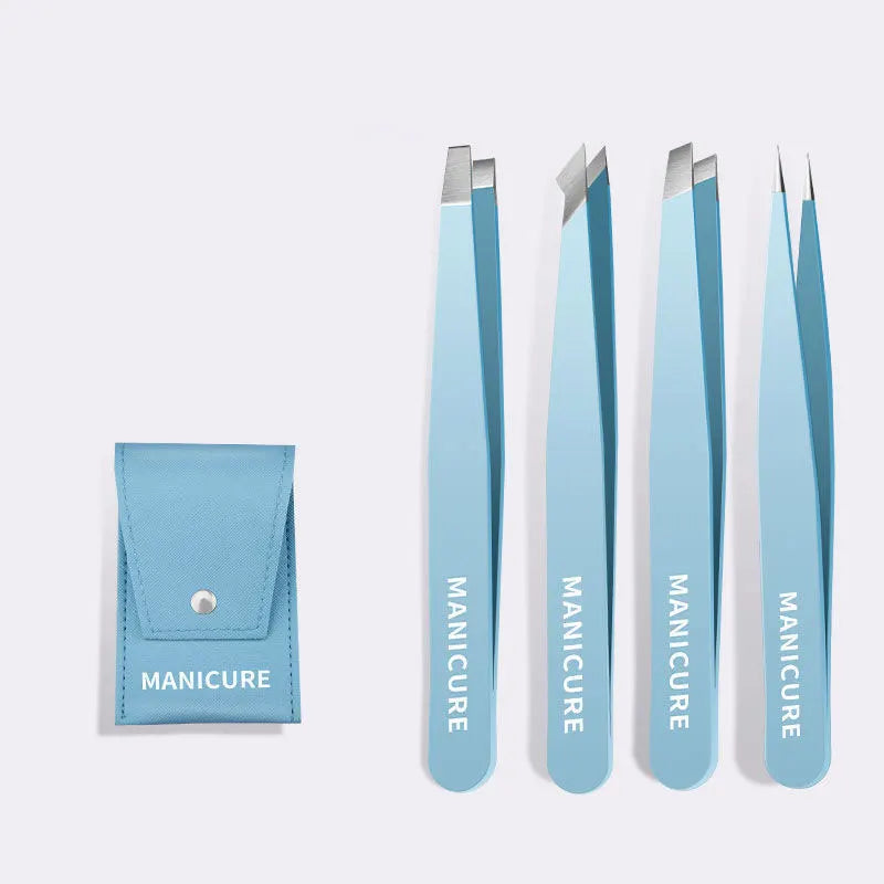 HUAZDS Eyebrow Tweezer Colorful Hair Beauty Fine Hairs Puller Stainless Steel Slanted Eye Brow Clips Removal Makeup Tools