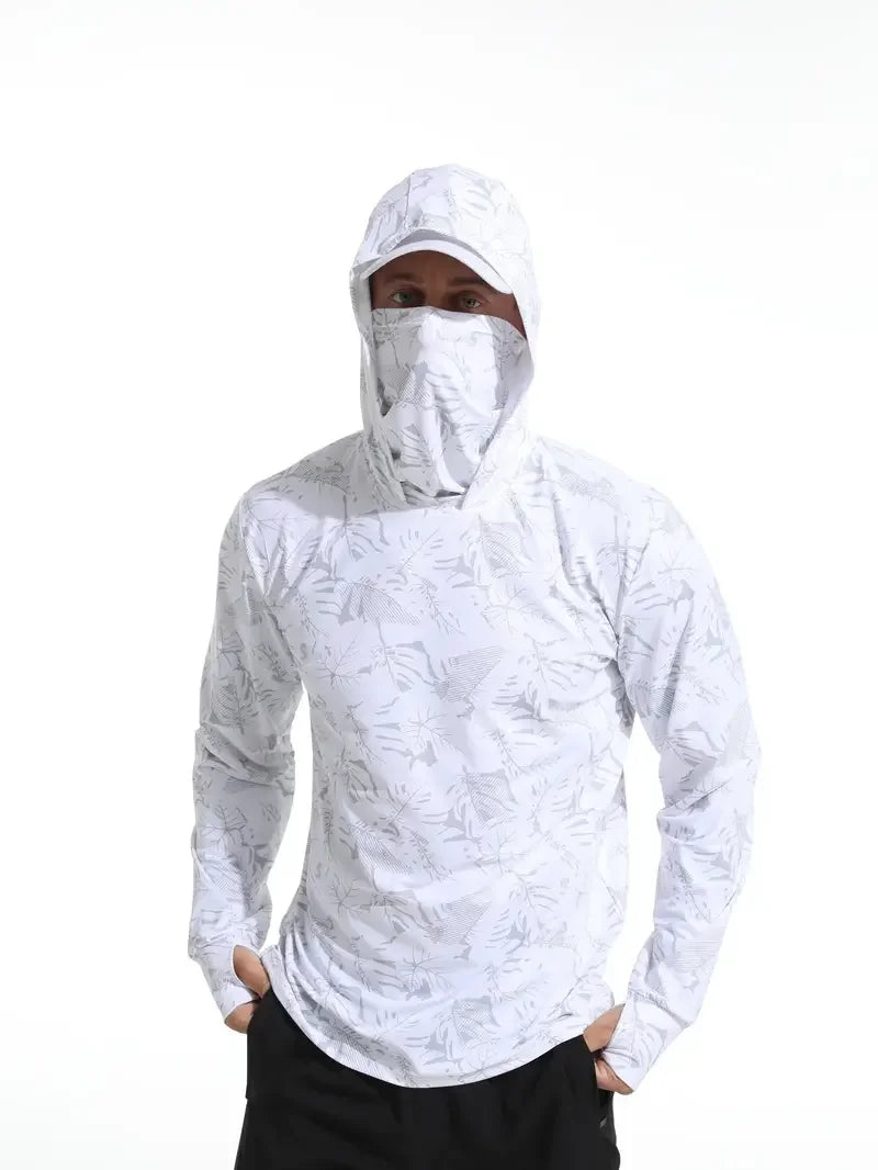 Fishing Shirt Hooded Men Fishing Clothes Outdoor Summer Mask Hoodie Sun Uv Protection Performance Jersey - Live Store 4U