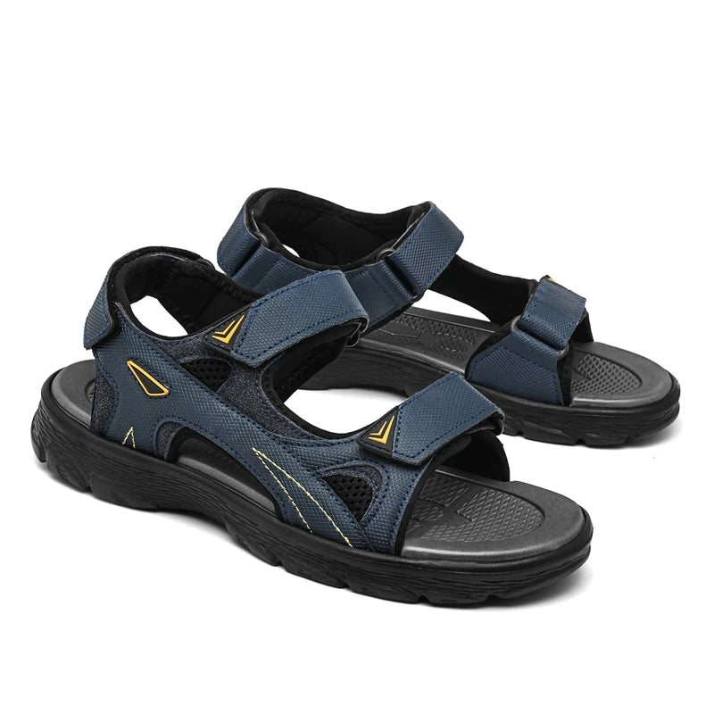 Mens Sports Sandals Outdoor Hiking Waterproof Beach Sports Mens Sandals Summer Open Toe Adjustable Laces
