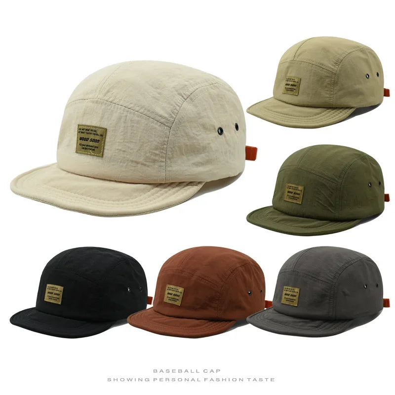 Fashion 5 Panel Baseball Cap Snapback Caps Quick-drying Flat-brimmed Hat for Men Women Adjustable Summer Casual Sunscreen Hats