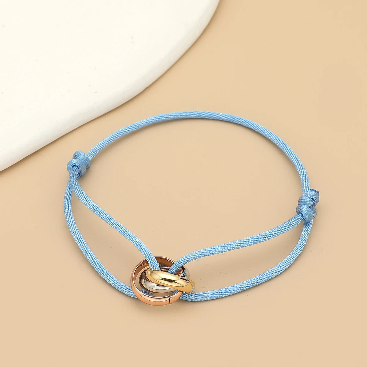 Simple Fashion Unisex Bracelet 3 Metal Round Circle Accessory Adjustable Men's Rope Bracelet for Women Jewelry Gifts - Live Store 4U