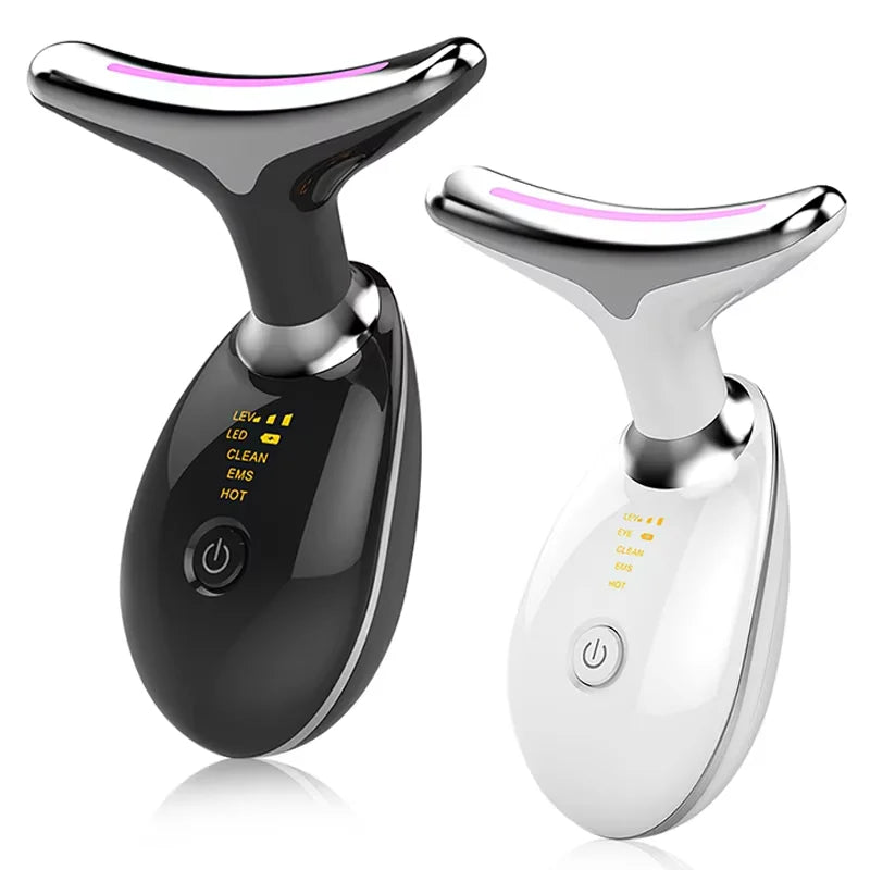 Neck Facial Lifting Device EMS Microcurrent LED Photon Therapy Vibration Face Massager Anti Wrinkles Tightening Skin Care Tools