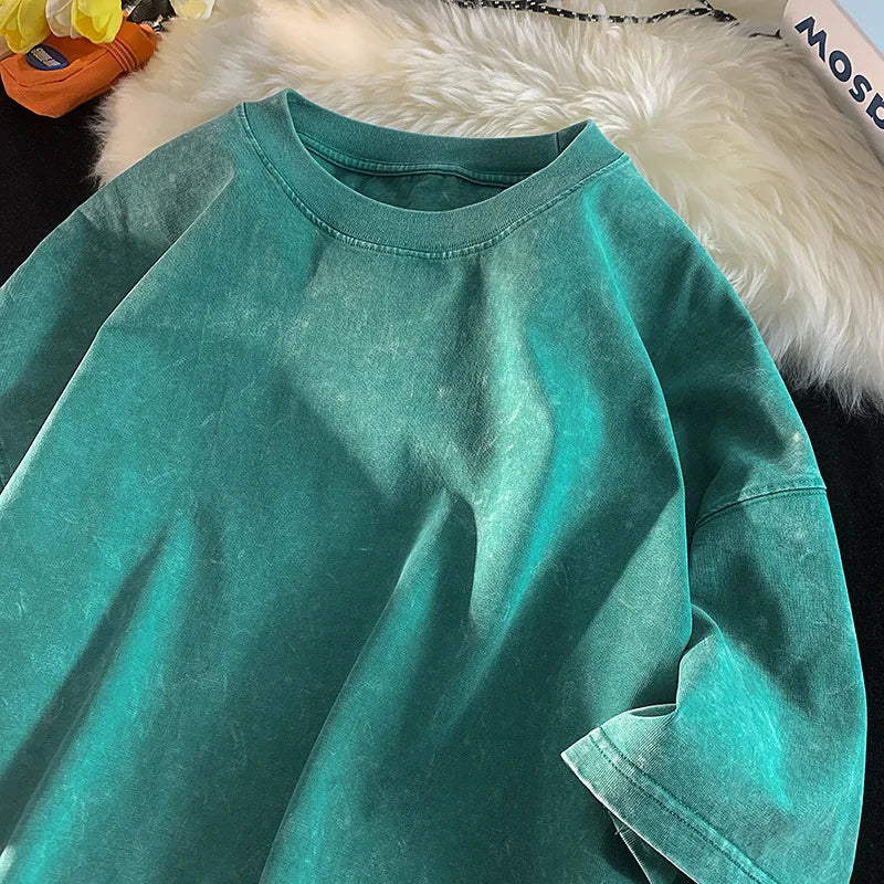Quality Oversized Acid Washed Y2K T Shirt men Vintage T-shirts Streetwear Mineral Wash Tee Shirts boy Loose Luxury Brand Tops - Live Store 4U