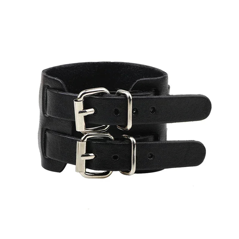 Punk Hip Hop Rock PU Leather Bracelet Unisex Trendy Chain Skull Pentagram Rivet Bracelet Party Jewelry Accessories - Live Store 4U