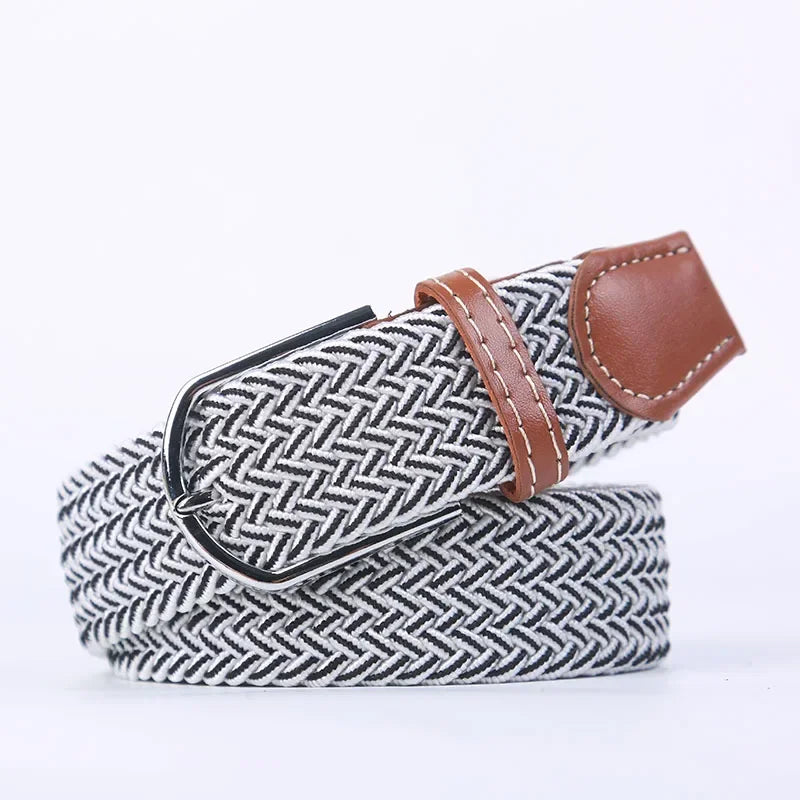 107/120/130cm UNISEX Casual Knitted Pin Buckle Women Belt Woven Canvas Elastic Expandable Braided Stretch Jeans Belts for Men - Live Store 4U