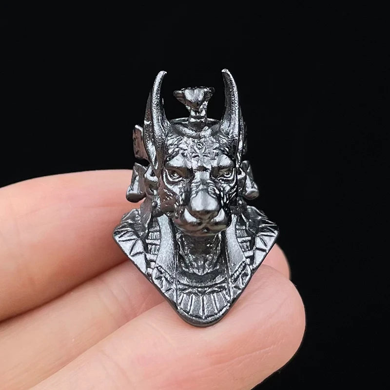 Ancient Egypt Death God Jackal Head Brass EDC Knife Beads DIY Woven Lanyard Pendants Jewelry Outdoor Accessories