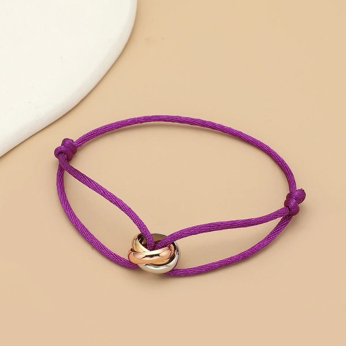 Simple Fashion Unisex Bracelet 3 Metal Round Circle Accessory Adjustable Men's Rope Bracelet for Women Jewelry Gifts - Live Store 4U