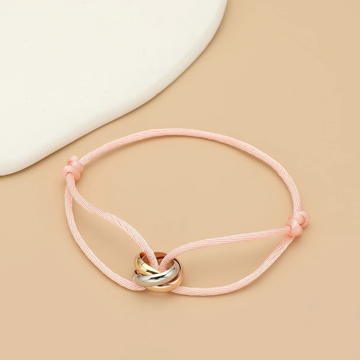 Simple Fashion Unisex Bracelet 3 Metal Round Circle Accessory Adjustable Men's Rope Bracelet for Women Jewelry Gifts - Live Store 4U