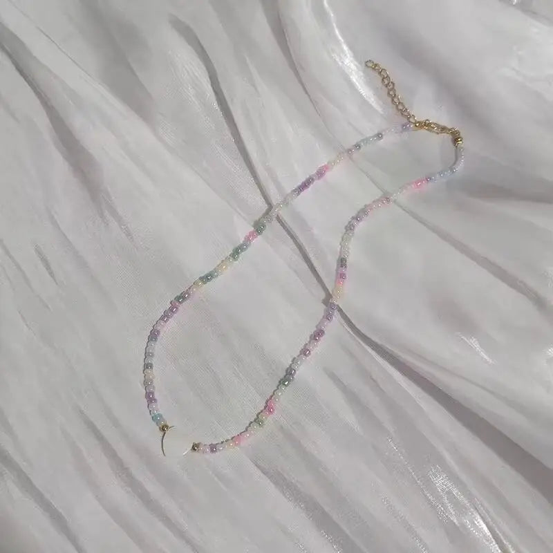 Bohemia Handmade Rainbow Seed Beads Simple Choker Necklace Candy Color Neck Chain Women's Wild Sweet Colorful Collar Jewelry