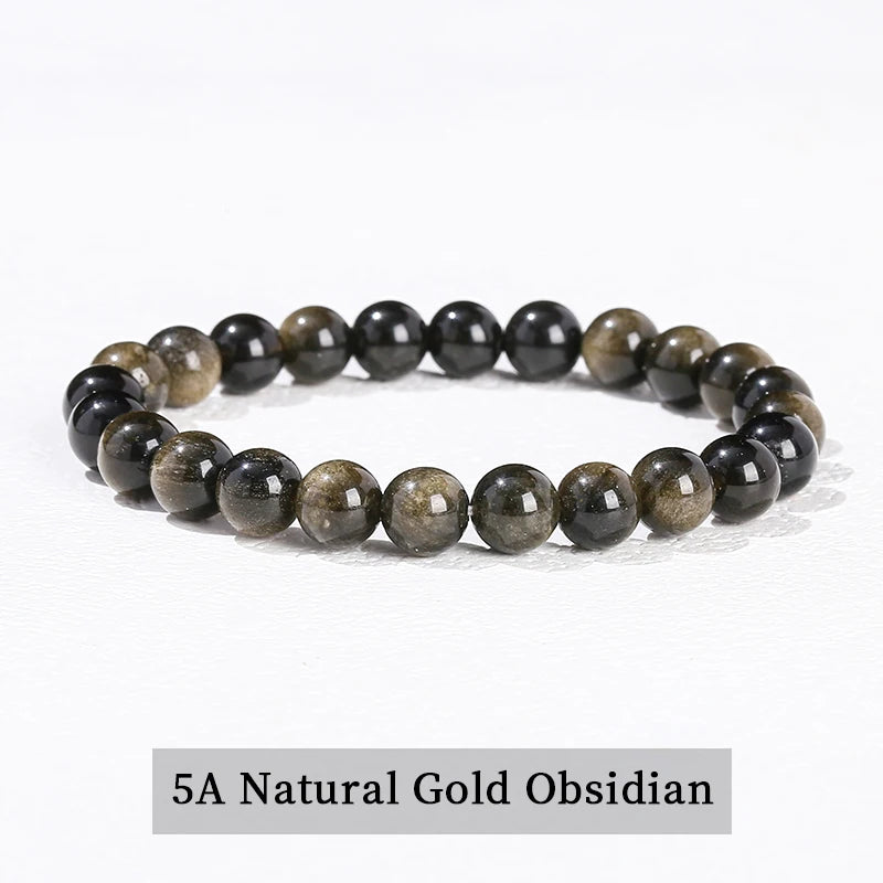 JD 6 8 10mm Natural Stone Beaded Bracelet Obsidian Fluorite Quartz Jasper Healing Beads Bangles Women Men Stretch Yoga Jewelry - Live Store 4U