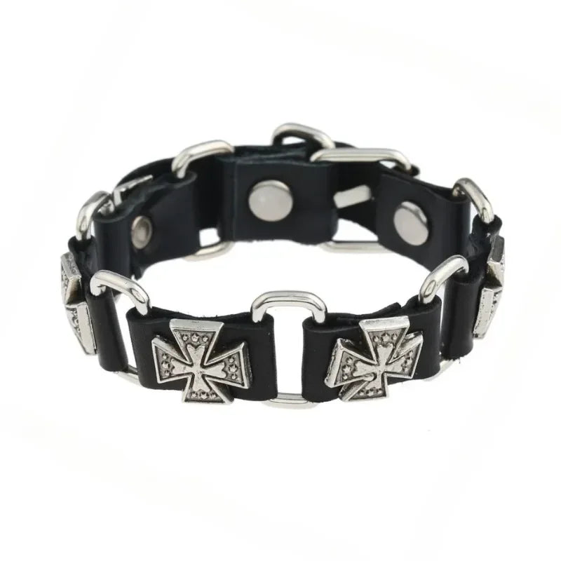 Hip Hop Rock PU Leather Bracelet Men and Women Punk Spikes Rivets Skull Heart Cross Creative Party Bracelet Jewelry Accessories - Live Store 4U