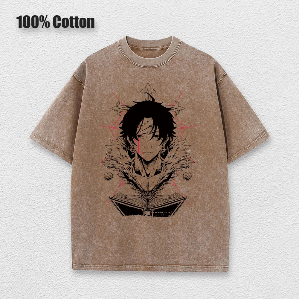 Japanese Anime Hunter X Hunter Print T-shirt Men Washed TShirt Hip Hop Streetwear TShirt Summer Harajuku Acid Cotton Tee Unisex - Live Store 4U