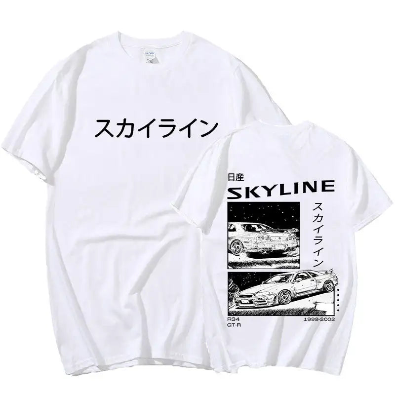 Men's Cotton T-Shirt Drift Japan Anime AE86 Inifirst D Summer Casual T-Shirt Unisex R34 Skyline GTR JDM Oversized Print T Shirts - Live Store 4U