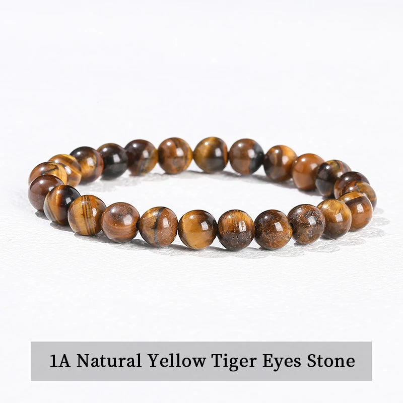 JD 6 8 10mm Natural Stone Beaded Bracelet Obsidian Fluorite Quartz Jasper Healing Beads Bangles Women Men Stretch Yoga Jewelry - Live Store 4U