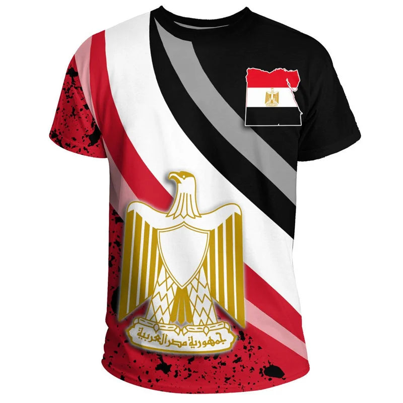 Egypt Pattern T-shirt Summer African 3D Printed Coat Of Arms T Shirts For Men Casual Crew Neck Tees Sports Loose Short Sleeves