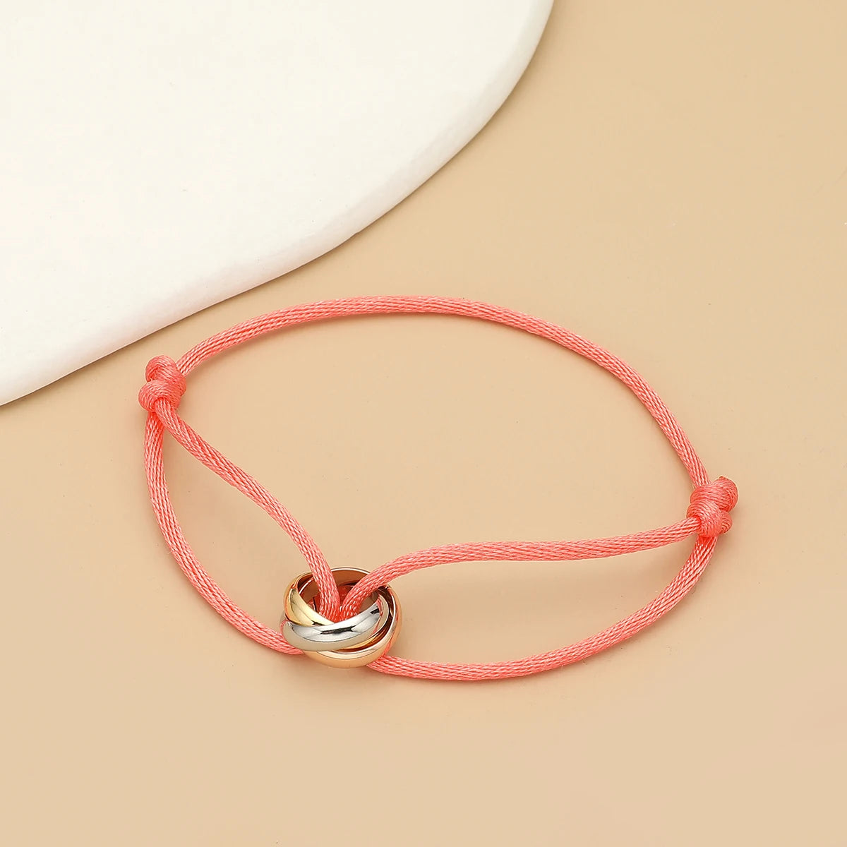 Simple Fashion Unisex Bracelet 3 Metal Round Circle Accessory Adjustable Men's Rope Bracelet for Women Jewelry Gifts - Live Store 4U