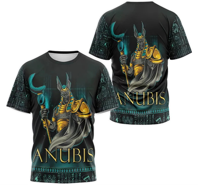 Ancient Egypt Pharaoh Anubis Pattern 3D Print T-Shirts Men Women Short Sleeve T Shirt Unisex Harajuku Y2k Tees Tops Kids Clothes