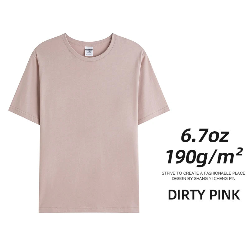 6.7oz 190gsm Combed Cotton Tees Tshirts Mens Solid Tops Woman Male Custom Team Uniform Class Clothes Summer Brand Customization - Live Store 4U