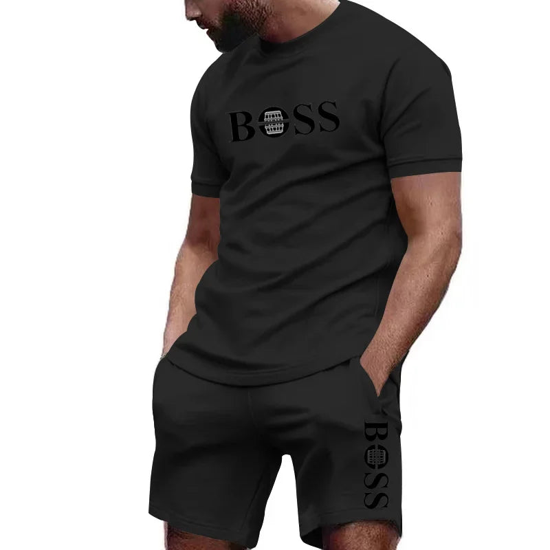 Men's two-piece sportswear, short sleeved T-shirt and pants set, running and fitness sportswear, summer 2024, big discount, 2024 - Live Store 4U