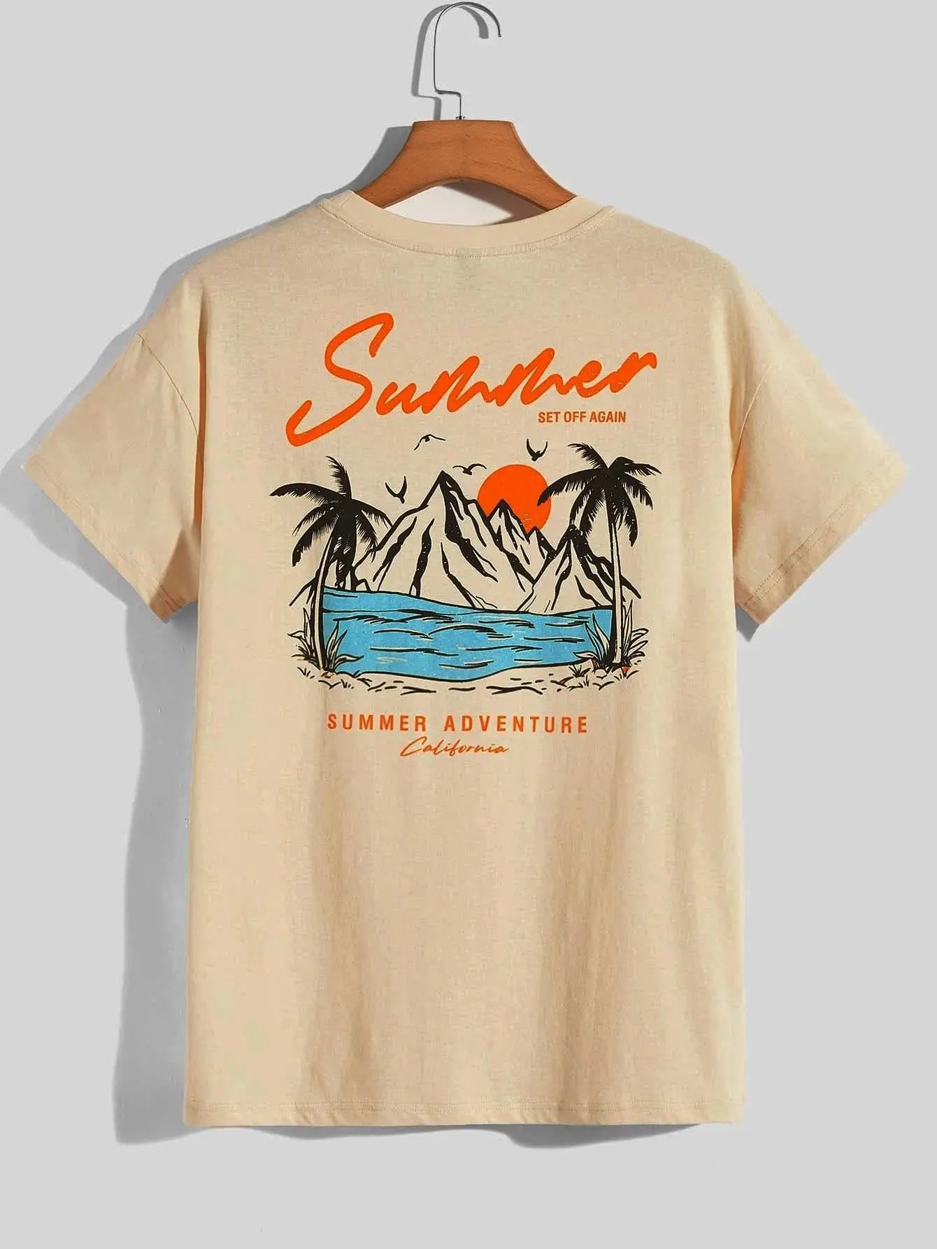 Summer Set Off Again Adventure California Mens T-Shirt Cotton Loose Tee Clothing Fashion Sweat Clothes Oversized Summer Tops - Live Store 4U