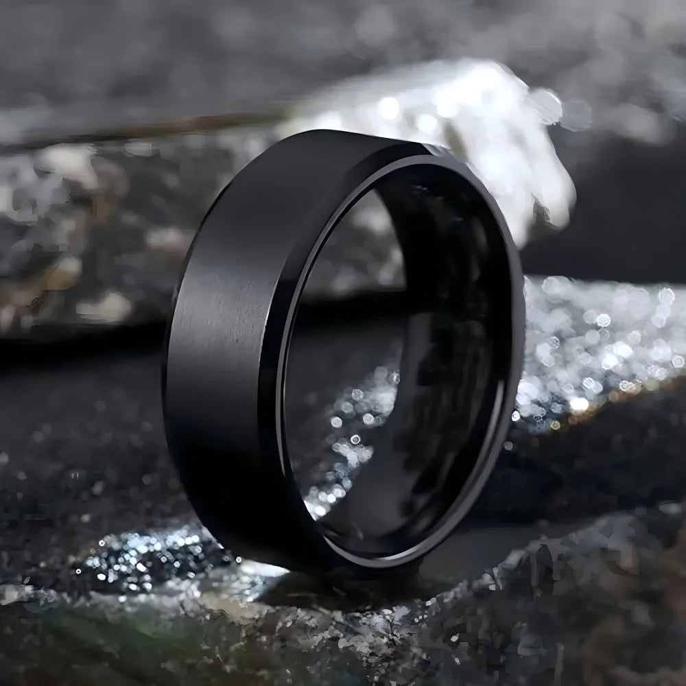 Fashion Charm Jewelry Ring for Men Women Stainless Steel Black Rings Wedding Engagement High Quality Matte Male Accessory - Live Store 4U