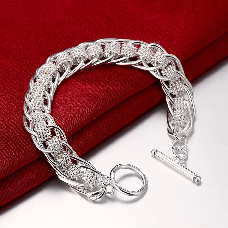 Fine 925 Sterling Silver Noble Nice Chain Solid Bracelet for Women Men Charms Party Gift Wedding Fashion Jewelry Hot Model - Live Store 4U