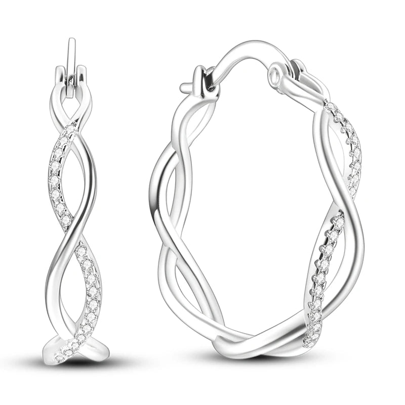 925 Sterling Silver Star Moon Hoop Earrings Sparkling Cubic Zircon Clover Earrings For Women Pretty Wedding Party Jewelry Gifts