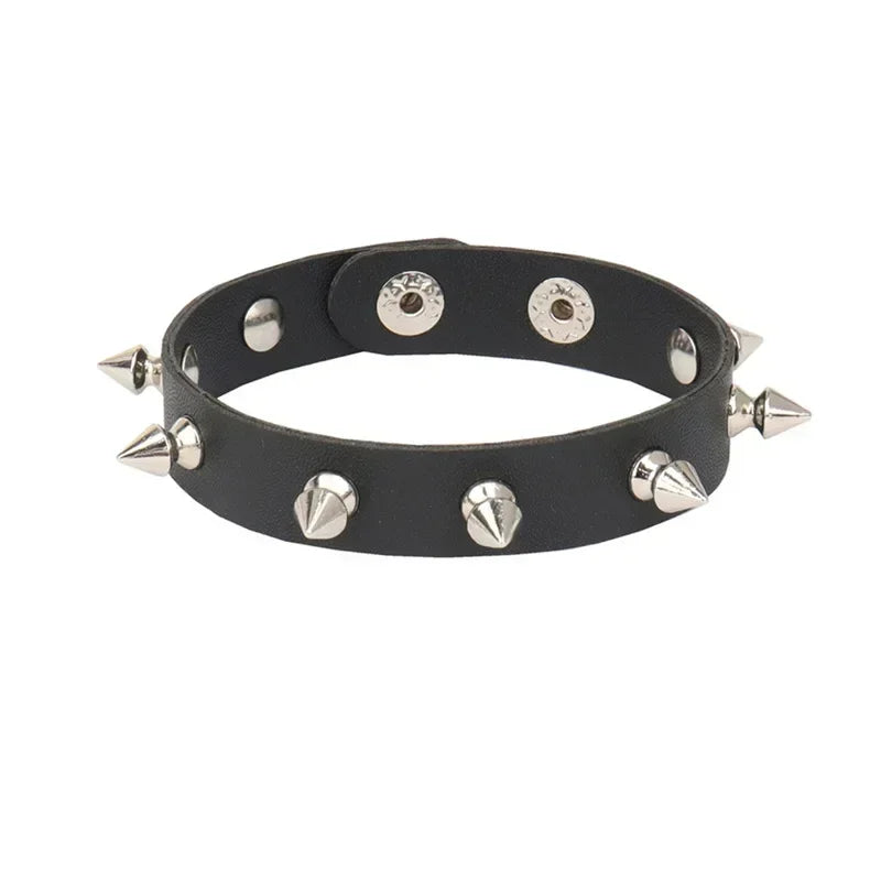 Punk Hip Hop Rock PU Leather Bracelet Unisex Trendy Chain Skull Pentagram Rivet Bracelet Party Jewelry Accessories - Live Store 4U
