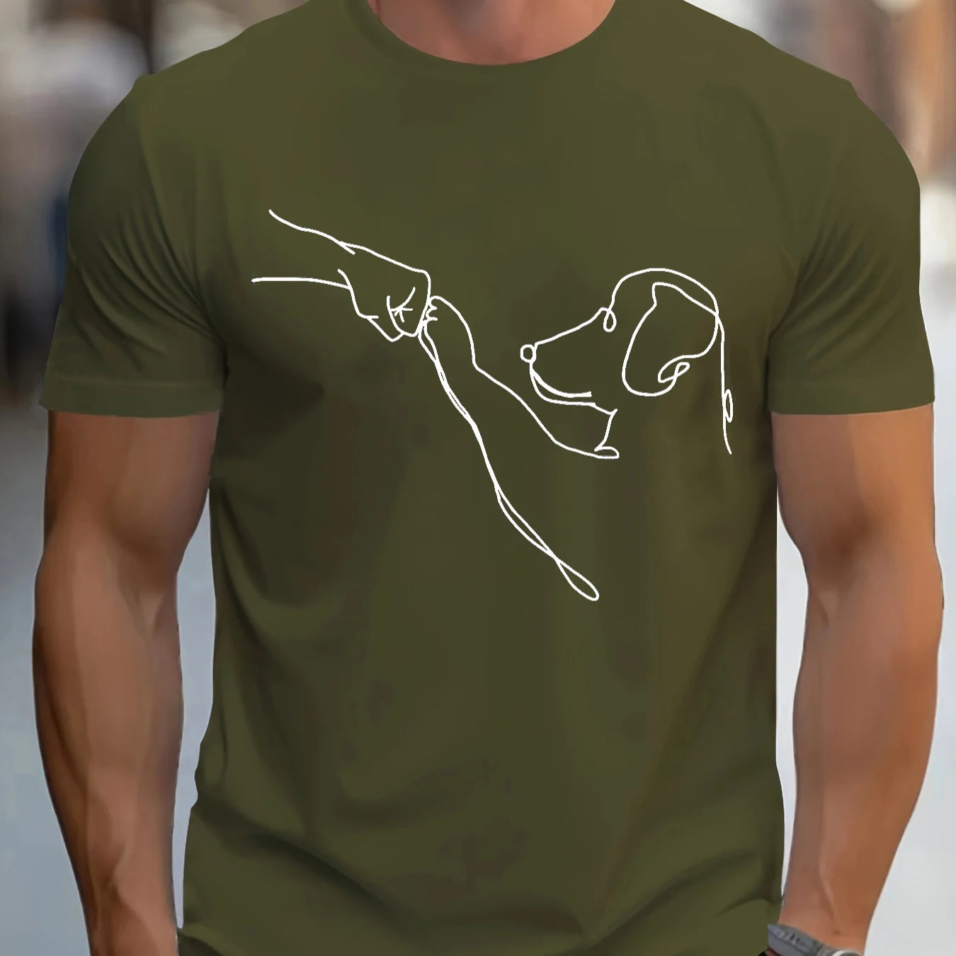 Men's 100% cotton casual sports loose fit Funny Dog First print round neck short sleeved T-shirt top - Live Store 4U