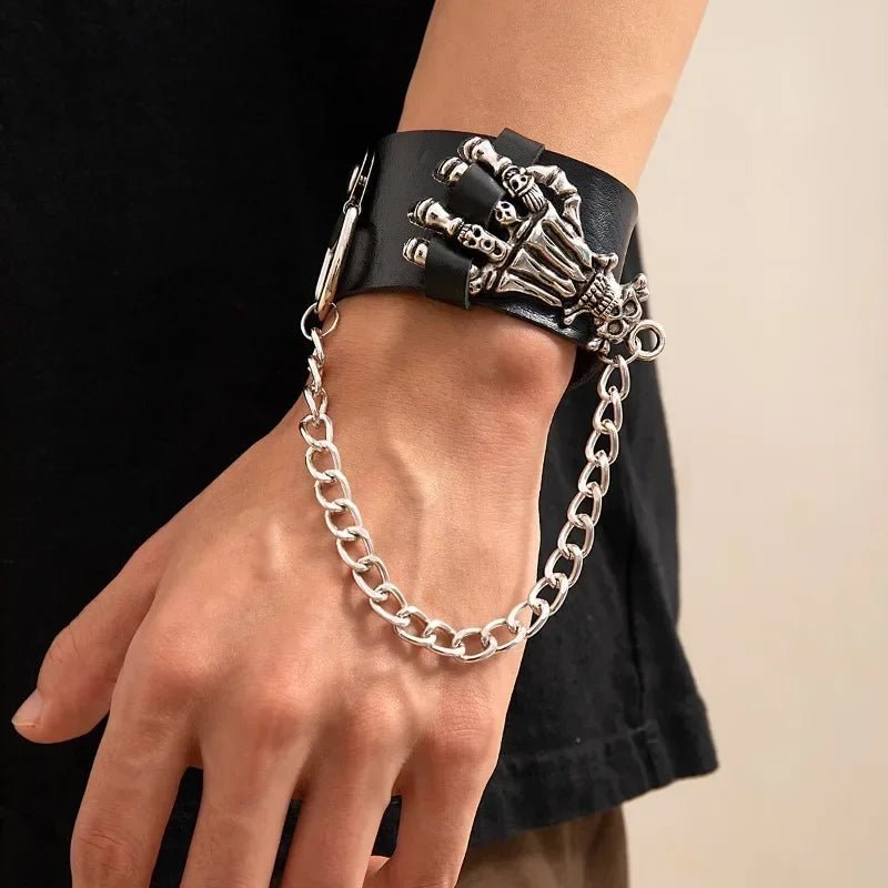 Hip Hop Rock PU Leather Bracelet Men and Women Punk Spikes Rivets Skull Heart Cross Creative Party Bracelet Jewelry Accessories - Live Store 4U