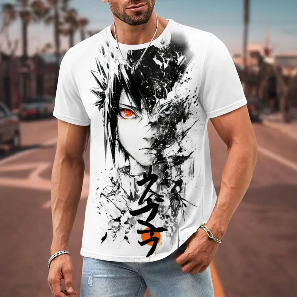 MINISO Naruto Men's T Shirt Japanese Anime 3D Prints Casual Short Sleeve Tees Street Oversized Clothing Fashion Cartoon T-Shirts - Live Store 4U