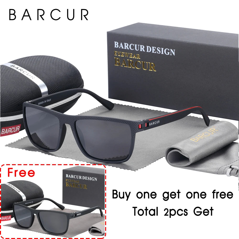 BARCUR Men Polarized Sunclasses TR90 Light Weight Fishing Travel Sun Glasses Women Outdoor Eyewear Accessory Oculos