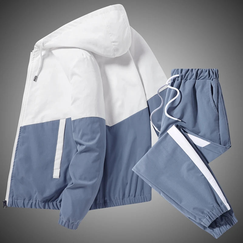 2025 Men Tracksuit Casual Joggers Hooded Sportswear Jackets And Pants 2 Piece Sets Hip Hop Running Sports Suit - Live Store 4U